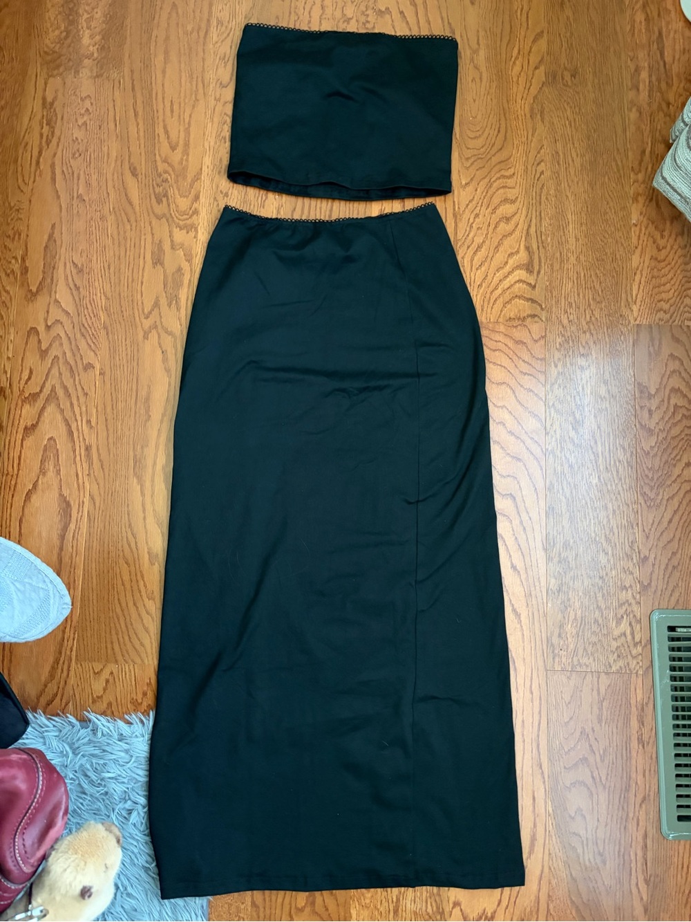 Black Maxi Skirt with Matching Tube Top